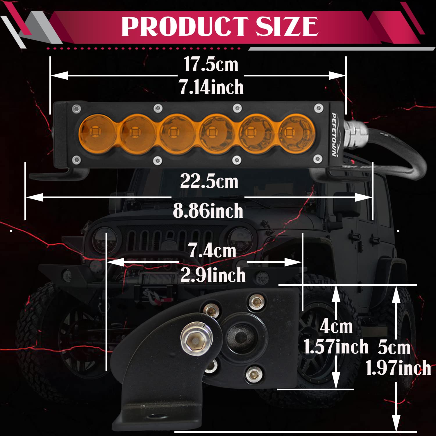 Ultra-Thin 7-Inch 30W Single Row LED Light Bar - 2PCS Super Bright Amber Yellow Spot Driving Fog Lights for Off-Road Vehicles (Jeep, Truck, ATV, UTV, SUV, 4WD) - Perfect for Night Driving & Outdoor Adventures
