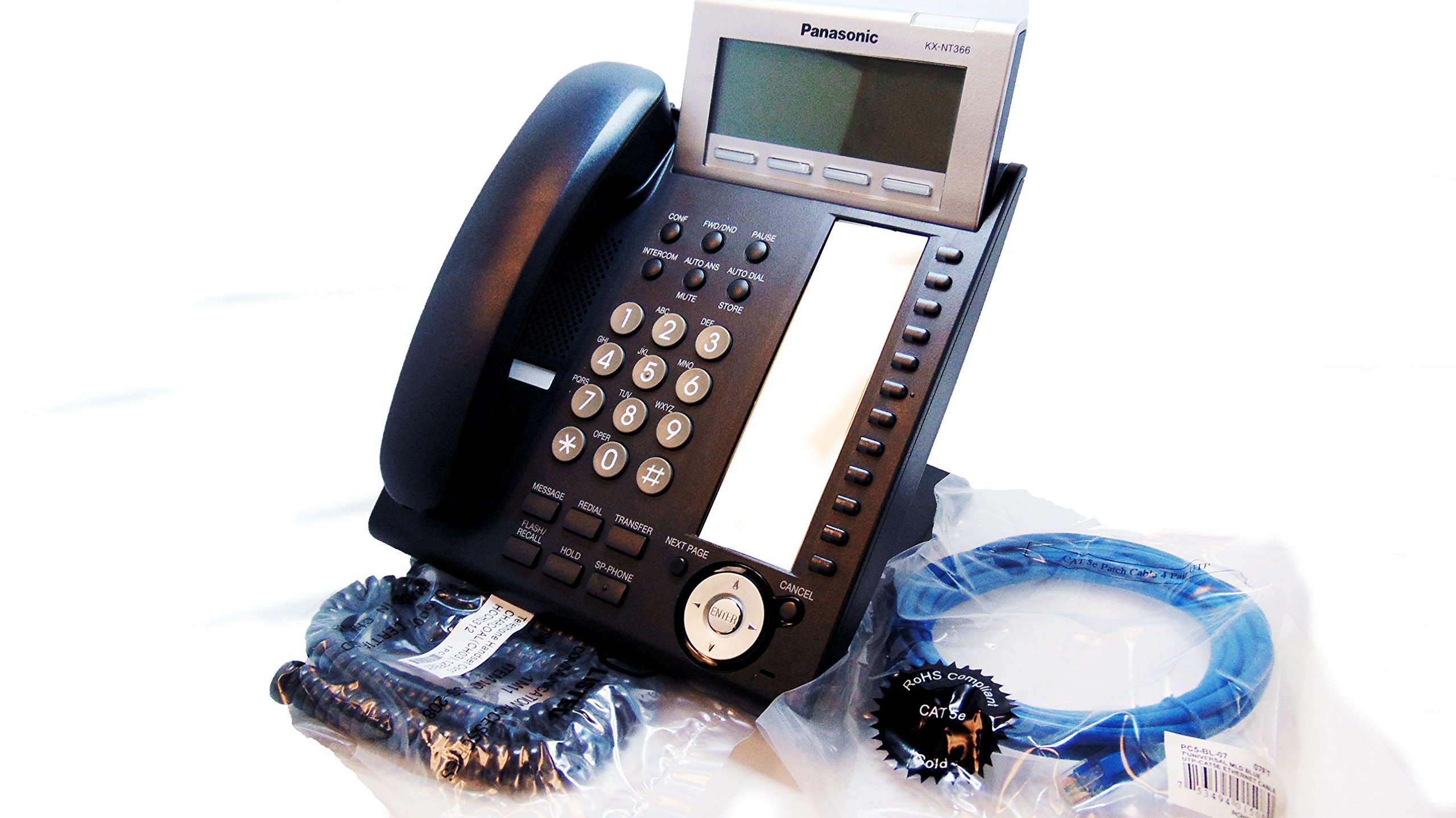 Panasonic KX-NT366 IP Business Phone with HD Voice, Call Forwarding & 3 Line LCD Display - Ideal for Office, Call Center & Remote Work (Black)