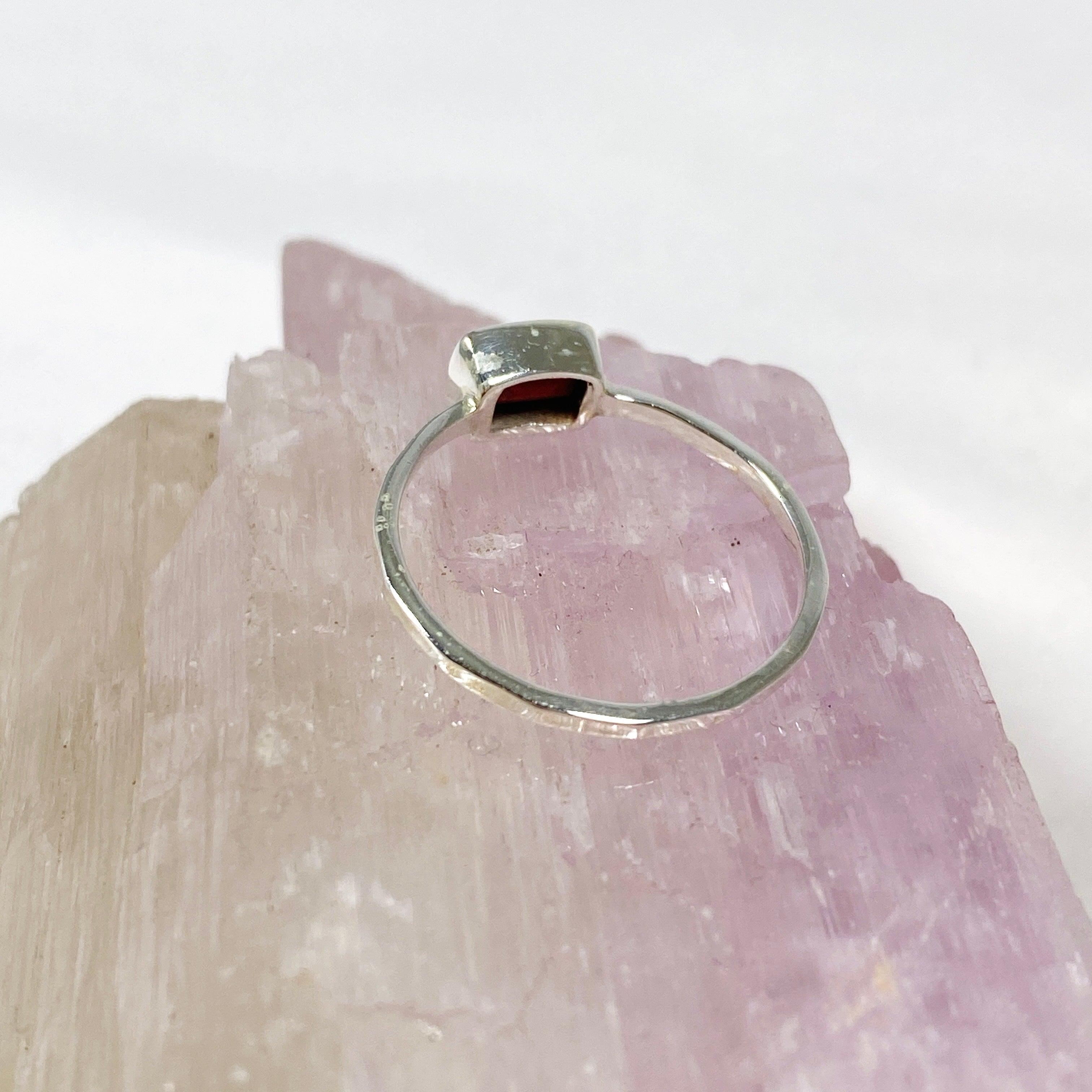 Garnet Rectangular Faceted Fine Band Ring R3793 GA - Elegant Jewelry for Women, Perfect for Weddings, Anniversaries & Special Occasions
