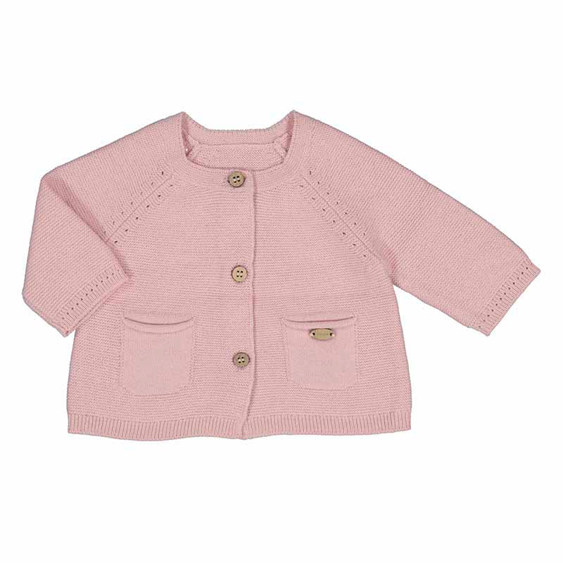 Mayoral Baby Girls Knit Blush Pink Cardigan - Soft Cotton Sweater for Infants & Toddlers - Perfect for Family Photos, Birthday Outfits & Special Occasions