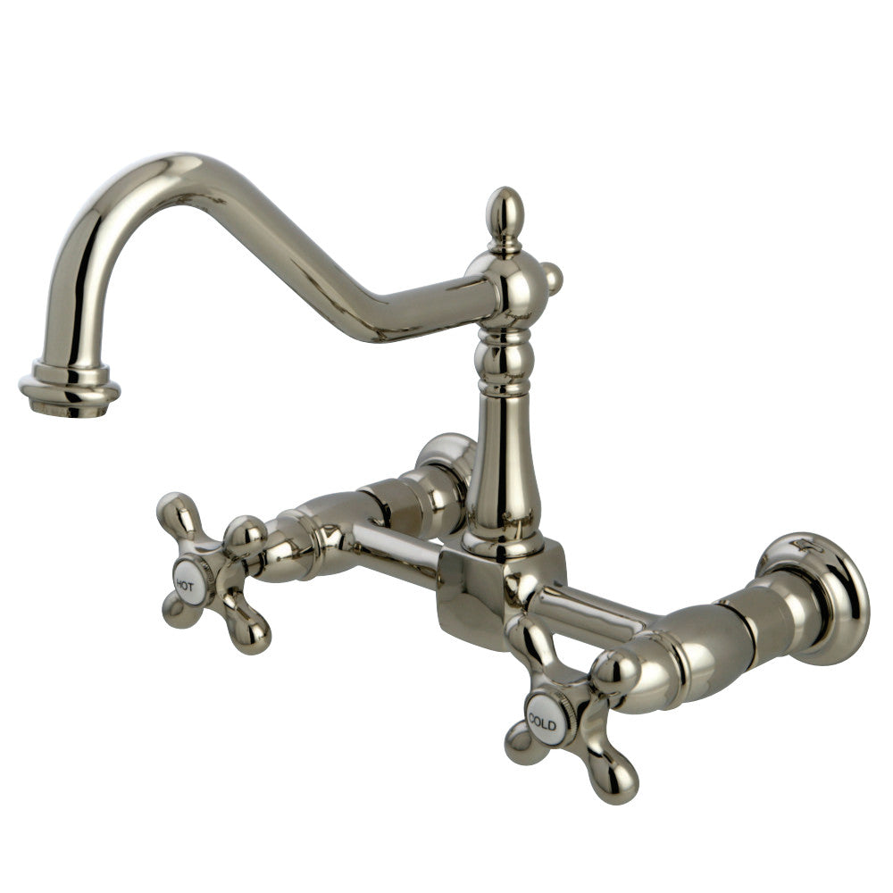 Heritage Wall Mount Kitchen Faucet - Brushed Nickel Pull Down Sprayer, High Arc Commercial Style for Farmhouse Sink - Perfect for Modern Kitchens, Restaurants & RV Use