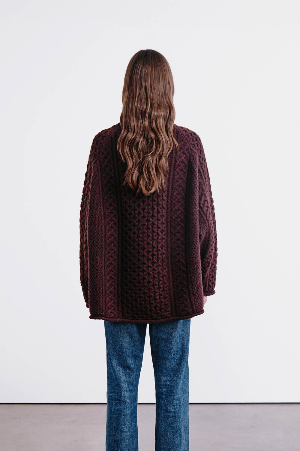 Elin Fisherman Knit Sweater for Women - Cozy Wine Red Pullover for Fall & Winter - Perfect for Casual Outfits and Outdoor Adventures