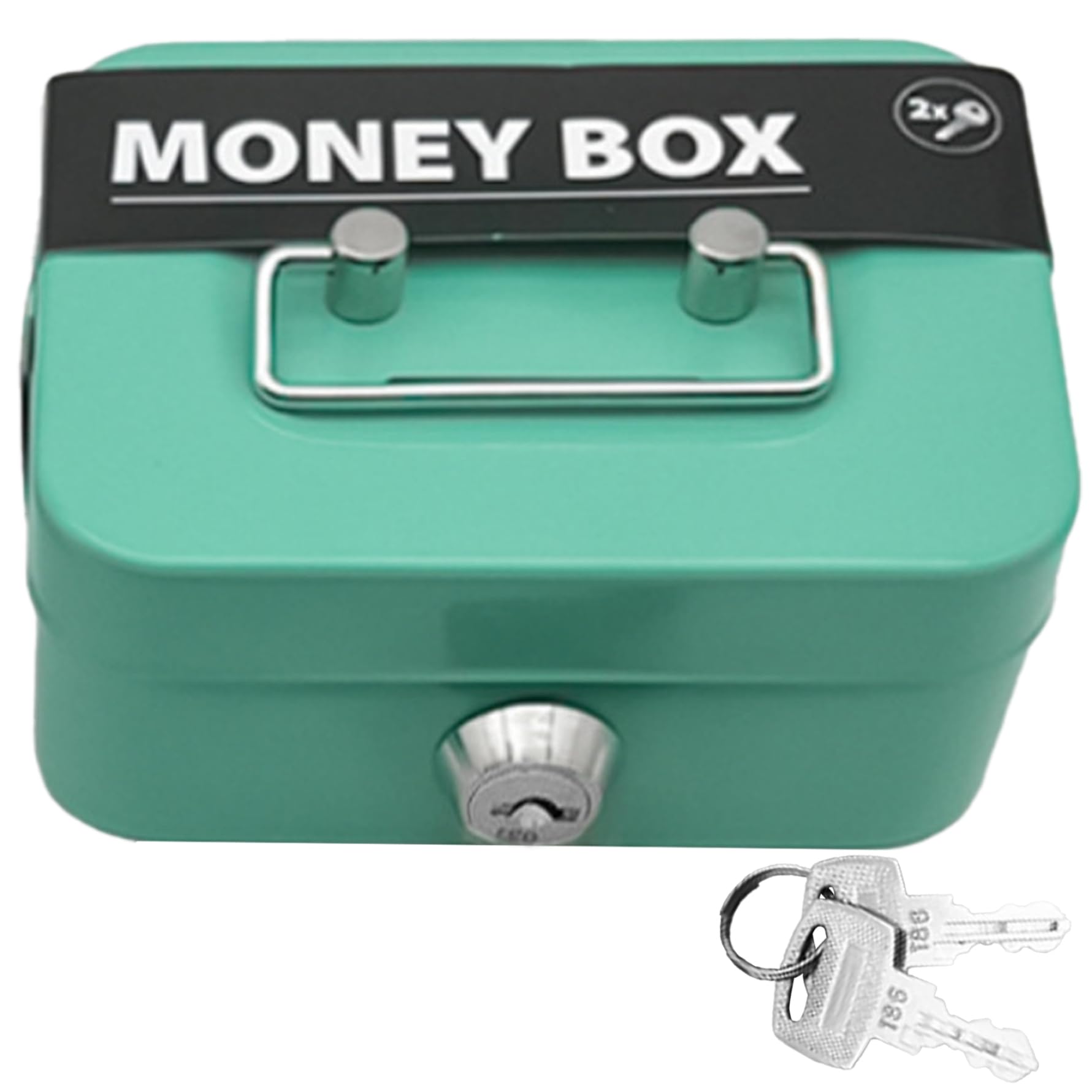 4.5 Inch Lockable Iron Cash Box with 2 Keys - Secure Money Storage with Coin Slot | Durable Petty Cash Tin for Home, Office & Travel | Perfect Gift for Kids & Adults (Green)