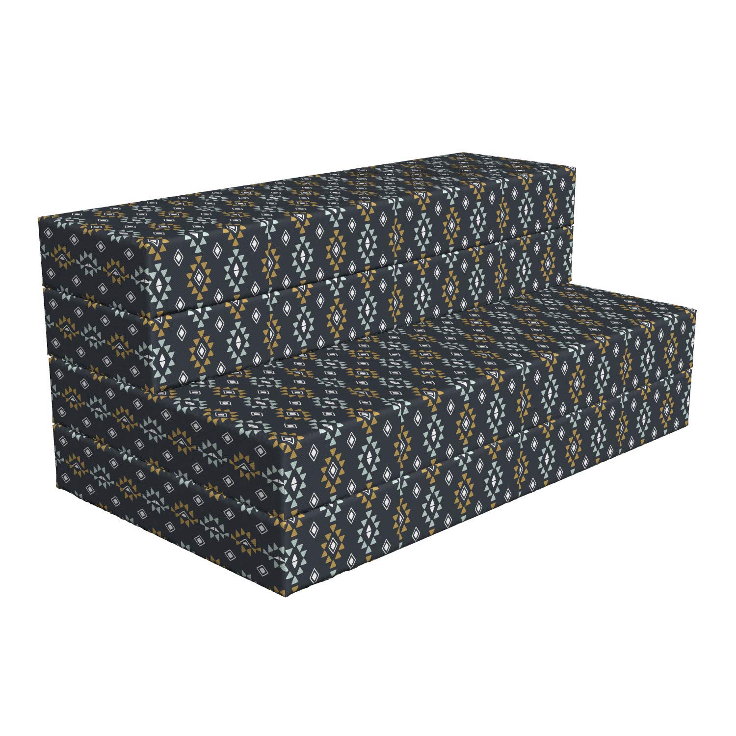 Ambesonne Geometric Foldable Mattress - Tribal Rhombus & Triangle Pattern, 78.7