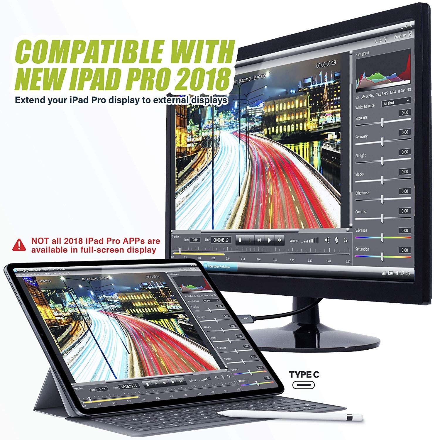 GEARit 3ft USB-C to DisplayPort Cable 4K@60Hz - Thunderbolt 3 Compatible for MacBook Pro/Air, iPad Pro, Surface Book 2 - High-Speed Video & Audio Transmission - Perfect for Home Office, Gaming & Multimedia Presentations
