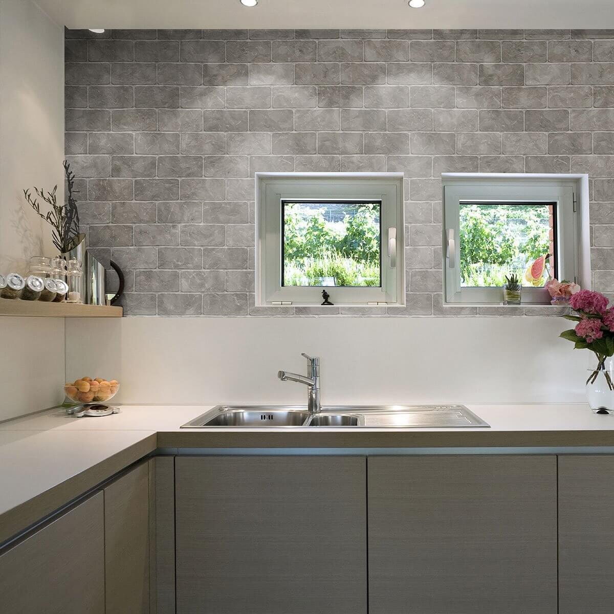 Charcoal Brick Peel and Stick Removable Wallpaper - Self-Adhesive Faux Brick Wall Covering for Home Decor, Accent Walls & DIY Projects