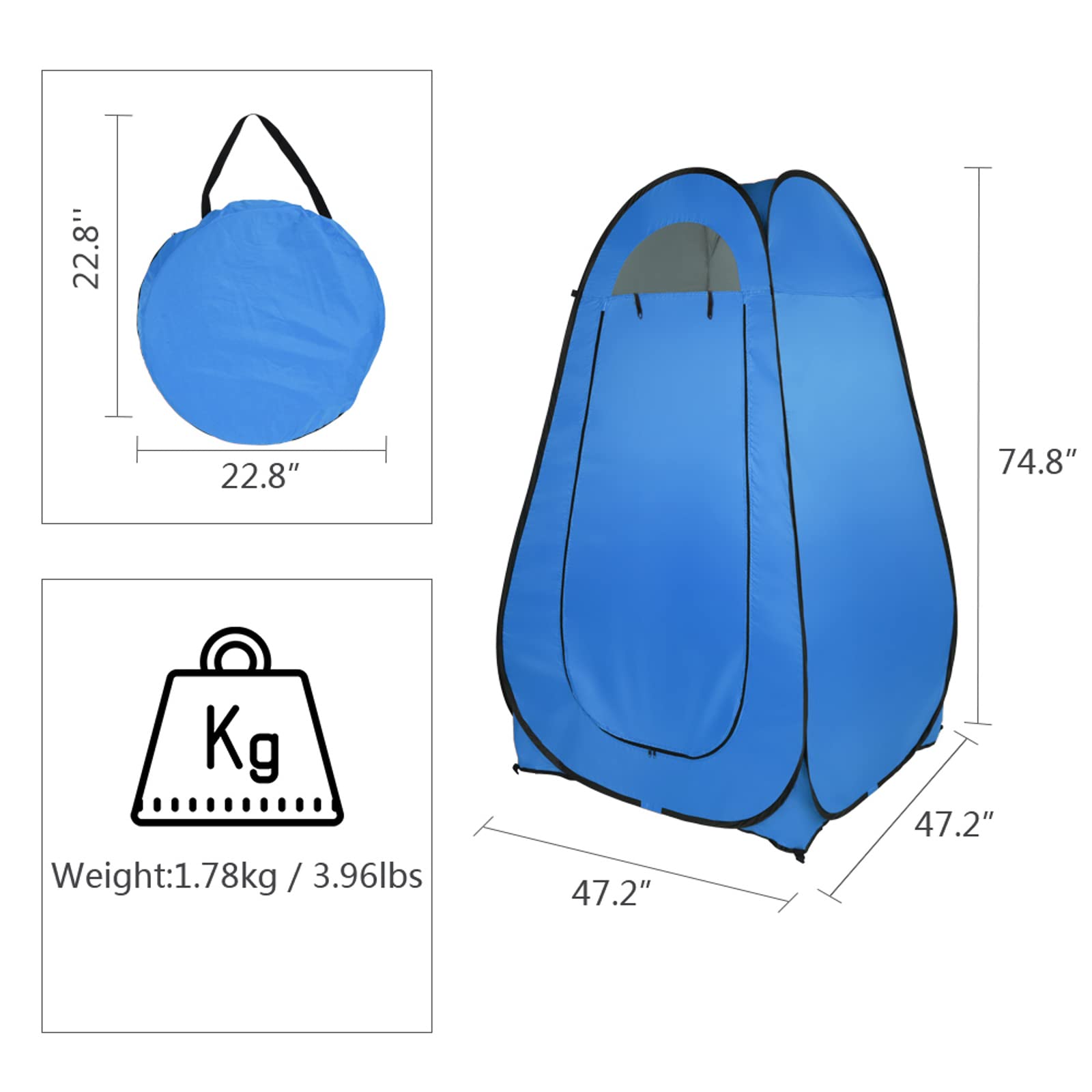 Outvita Pop Up Shower Tent - Instant Privacy Changing Room & Portable Toilet Tent for Camping (6.23FT Height) - Lightweight Outdoor Shelter for Beach, Hiking, Fishing, Picnics with Carry Bag & 4 Stakes - Perfect for Outdoor Adventures, RV Trips, and Emergency Use