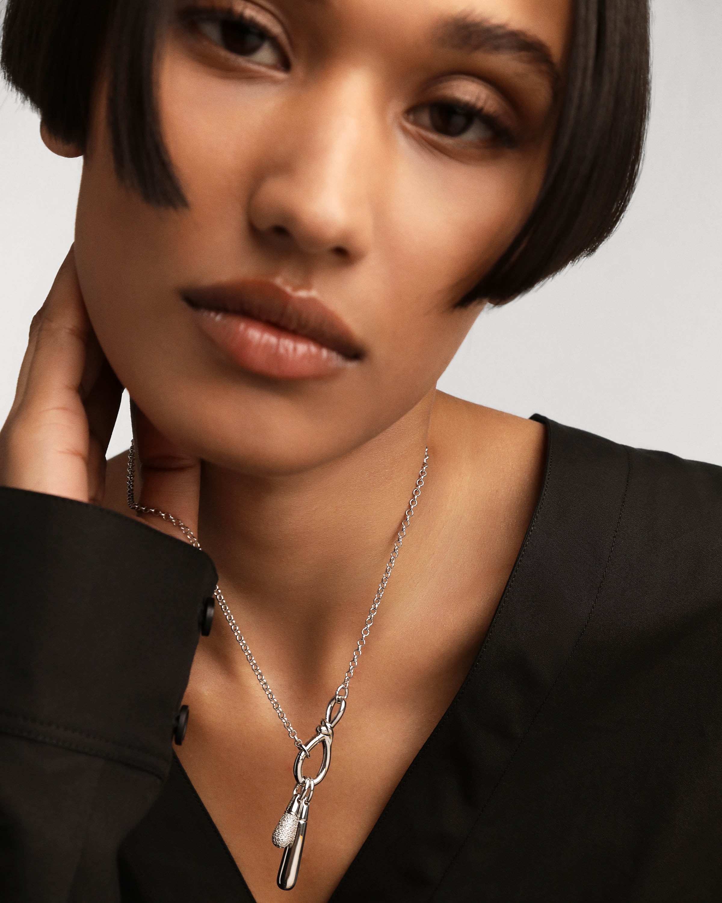 Large Drop Silver Pendant Necklace for Women - Elegant Sterling Silver Jewelry Gift for Her - Perfect for Parties, Weddings & Everyday Wear