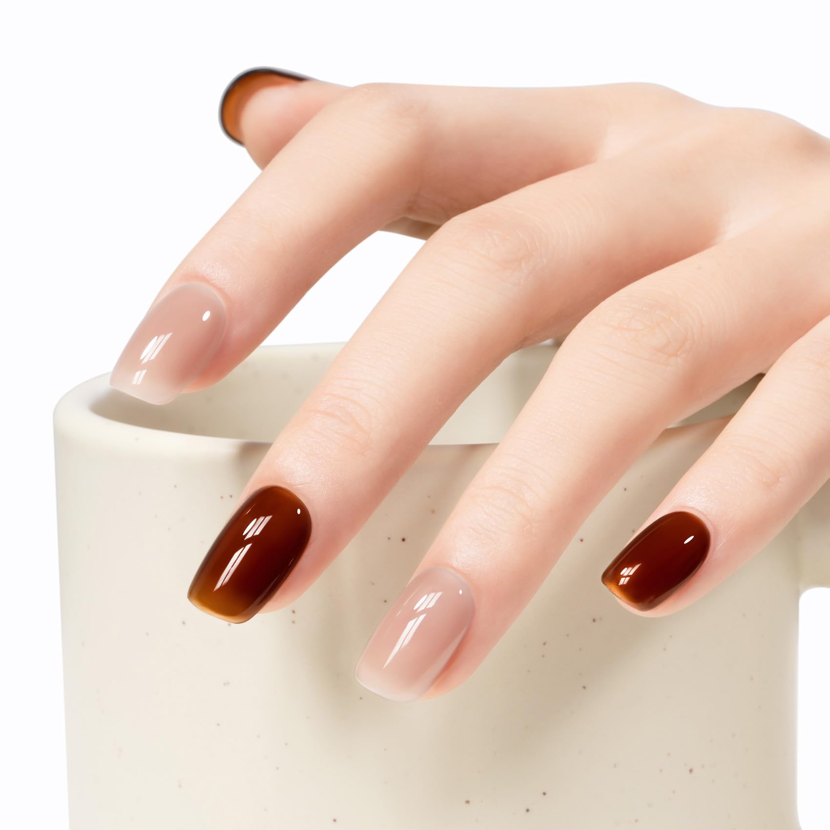 MAYCHAO 15ML Jelly Sheer Tortoise Shell Gel Nail Polish - Transparent Hot Cocoa Amber UV LED Soak Off Gel Polish for DIY Manicure at Home & Salon (0.5 OZ) | Perfect for Nail Art, French Tips & Everyday Wear