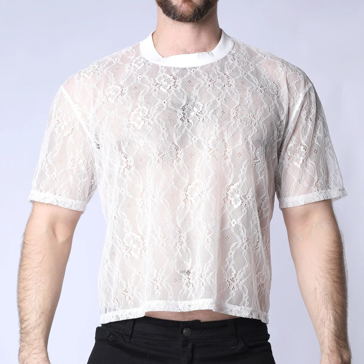 Timoteo Positano Lace Cropped T-Shirt for Women - White Summer Top for Casual Wear, Beach Outfits & Date Nights