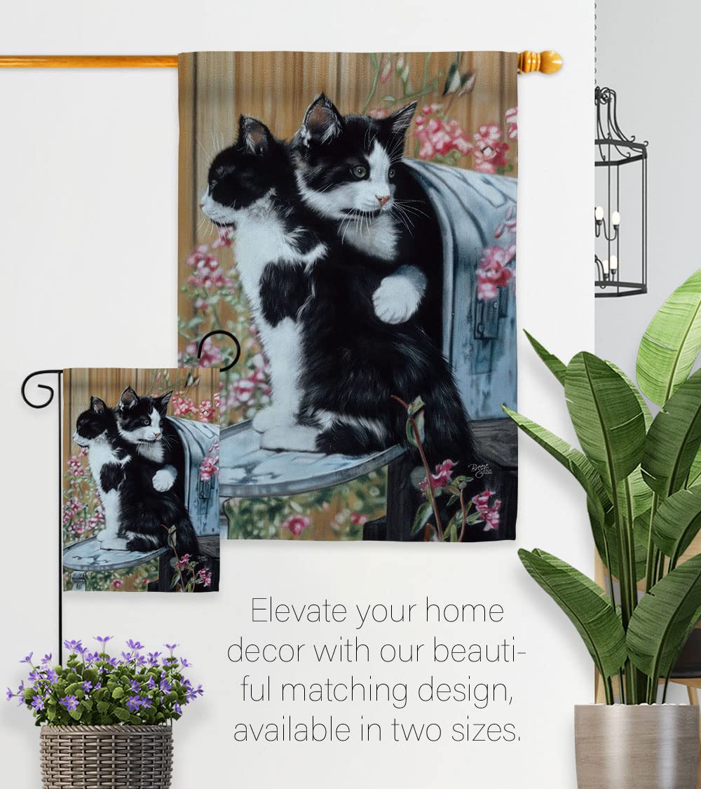 Tuxedo Cat House Flag Set 28x40