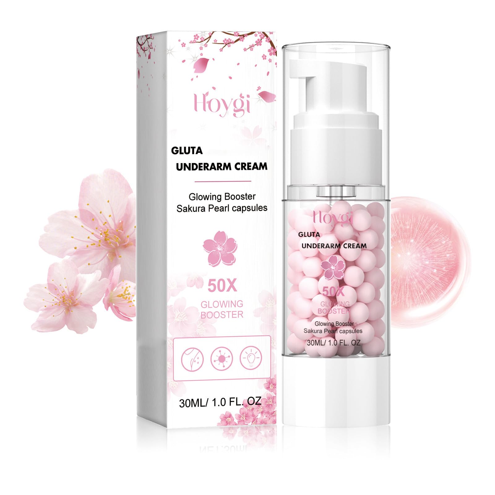 Gluta Booster Cream - Skin Whitening & Brightening Underarm Cream with Pearl Capsules for Women | Exfoliating Body Gel for Smooth, Radiant Skin | Perfect for Daily Body Care & Nighttime Skincare Routine