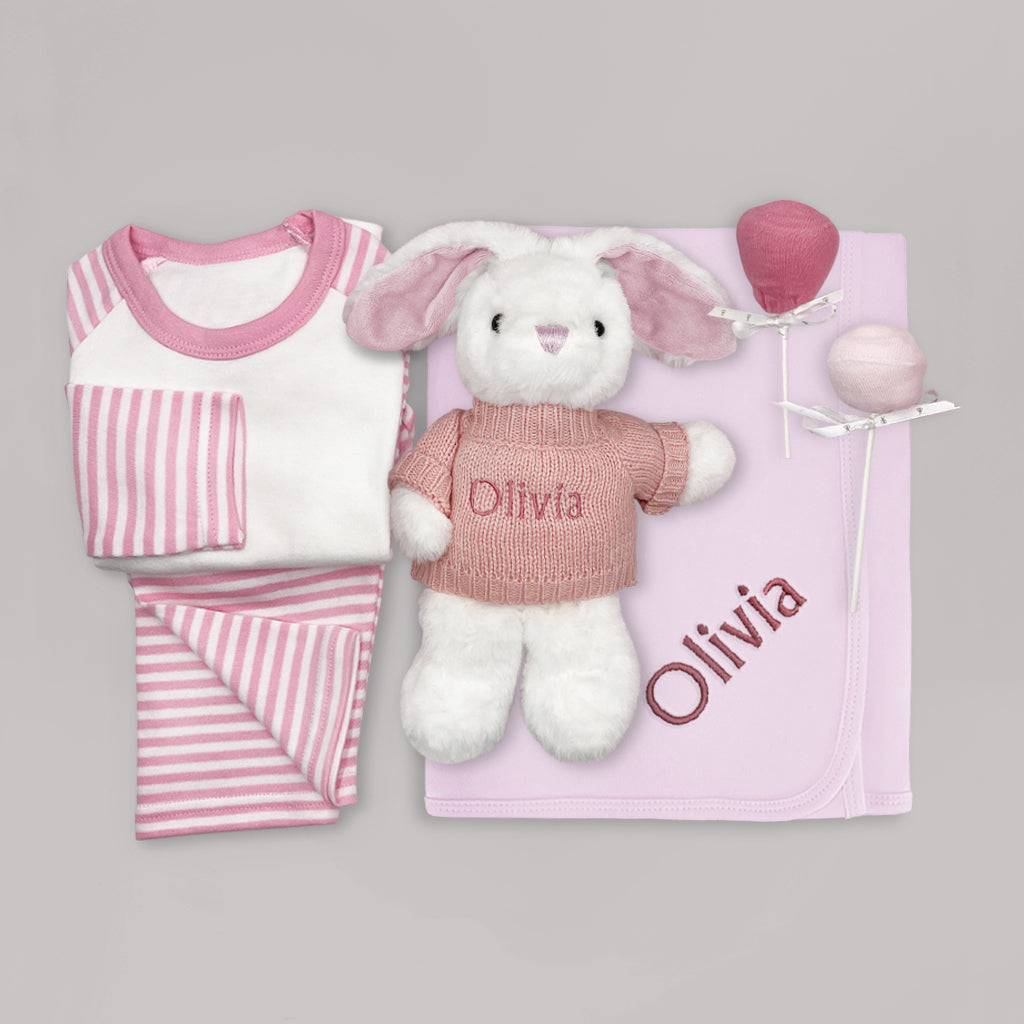 Little Bunny Snuggle Hamper - Soft Pink Baby Laundry Basket with Cute Rabbit Design | Perfect for Nursery, Baby Shower Gift & Kids' Room Organization