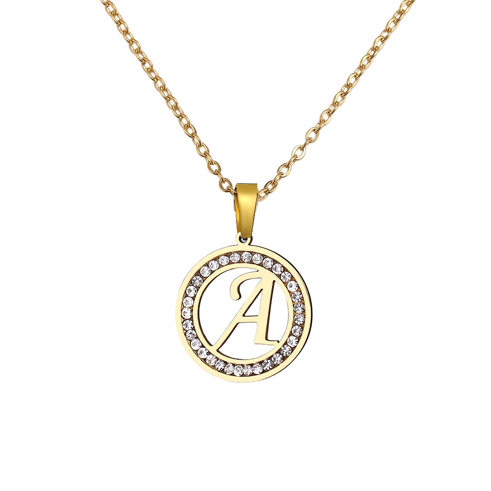 Elegant Gold & Silver Plated Initial Necklace for Women - Personalized 26 Letters Crystal Round Pendant Jewelry Gift for Her | Perfect for Birthdays, Anniversaries & Everyday Wear