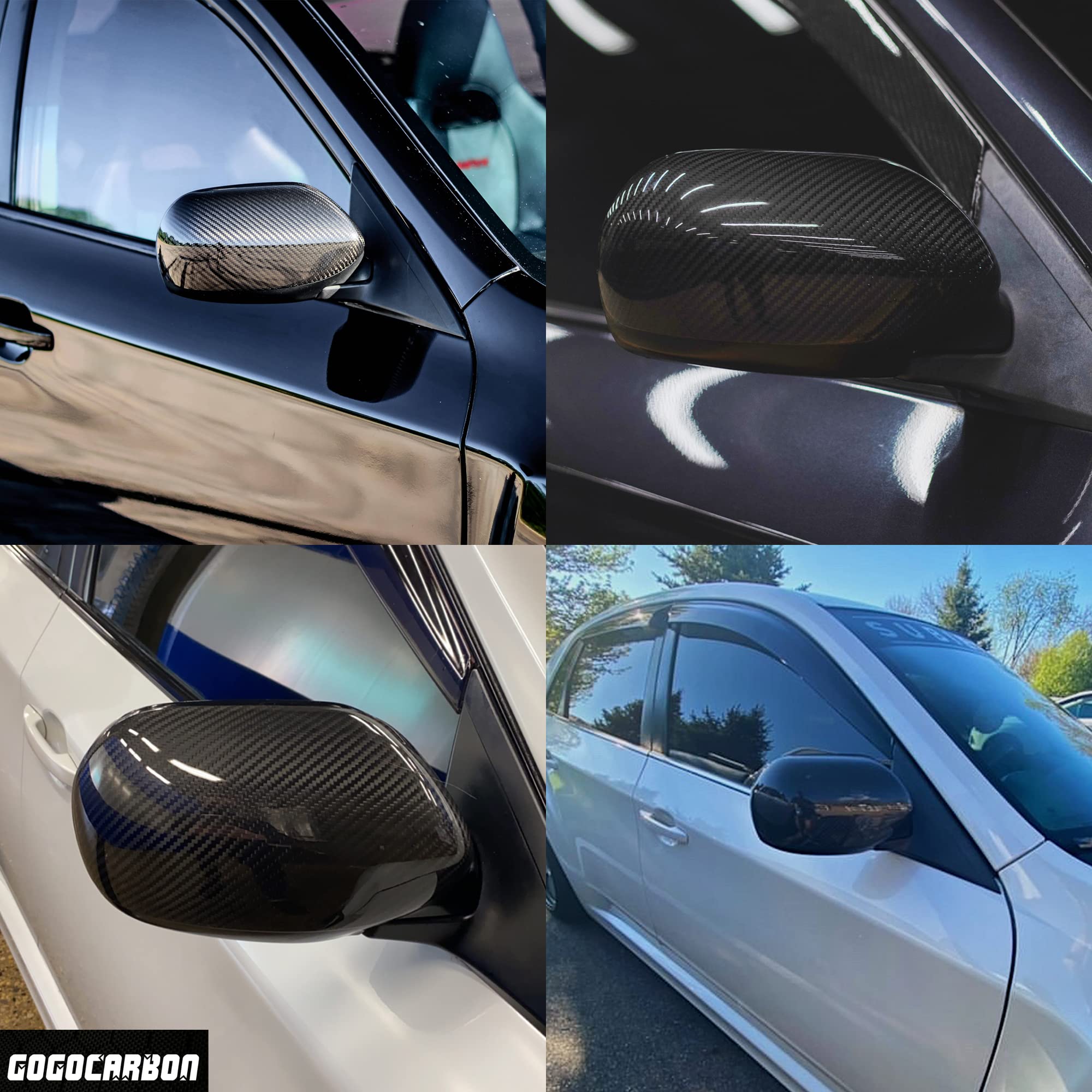 **2008-2014 Subaru WRX STI/WRX Mirror Cover - Dry Carbon Fiber Design, UV-Resistant Clear Coat, Lightweight & Durable (2-Piece Set) - Upgrade Exterior Styling for Sporty Look**