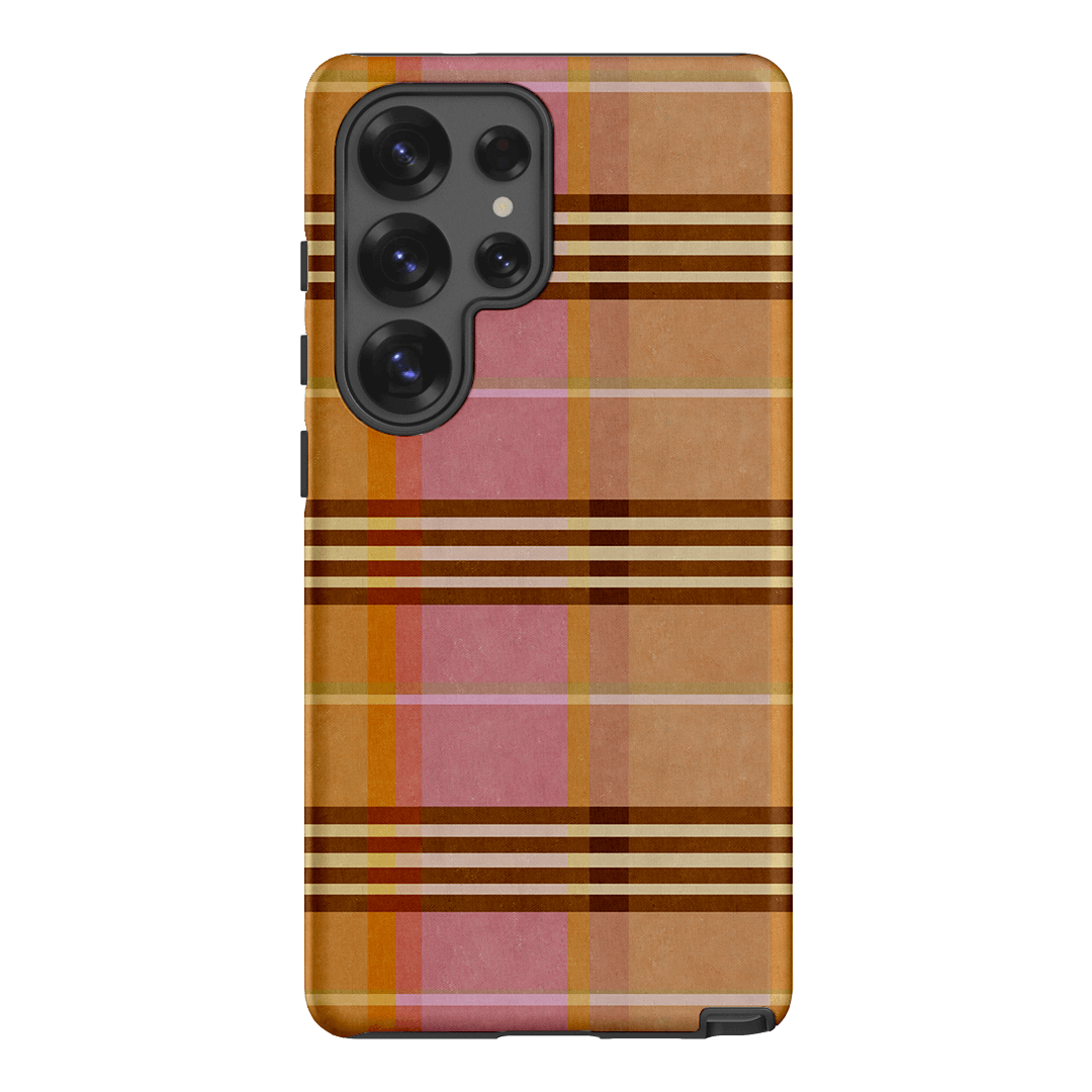 Peachy Plaid Phone Case for iPhone 15/14/13/12/11 Pro Max - Cute Tartan Pattern Protective Cover with Shockproof Design - Perfect for Everyday Use, Travel & Fashion Accessories
