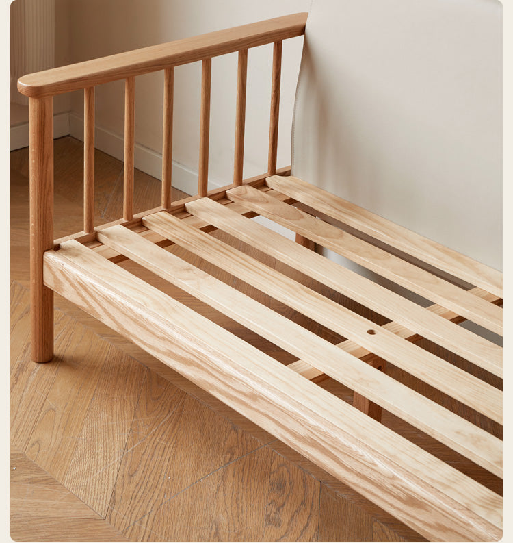 Solid Oak Wood Sofa with Premium Fabric Upholstery - Durable & Stylish Living Room Furniture for Home & Office Comfort