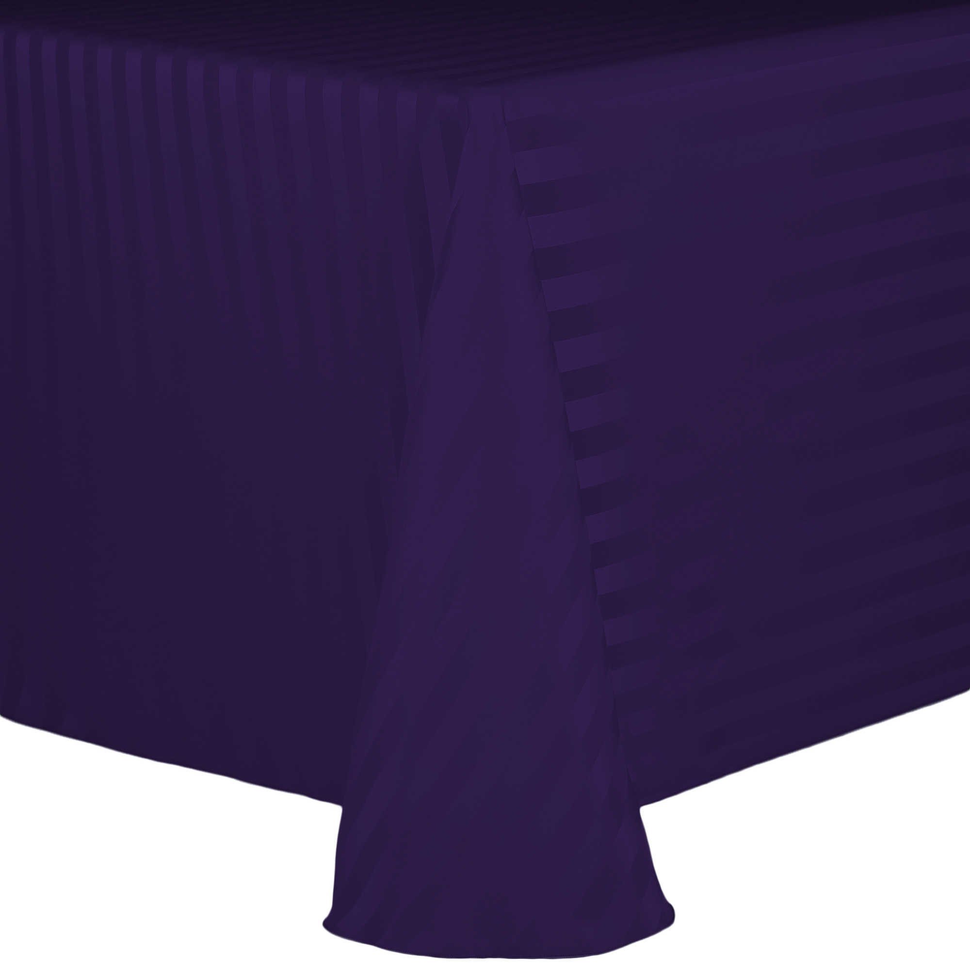 Purple Satin-Stripe Tablecloth 90x132 Inch for Elegant Dining