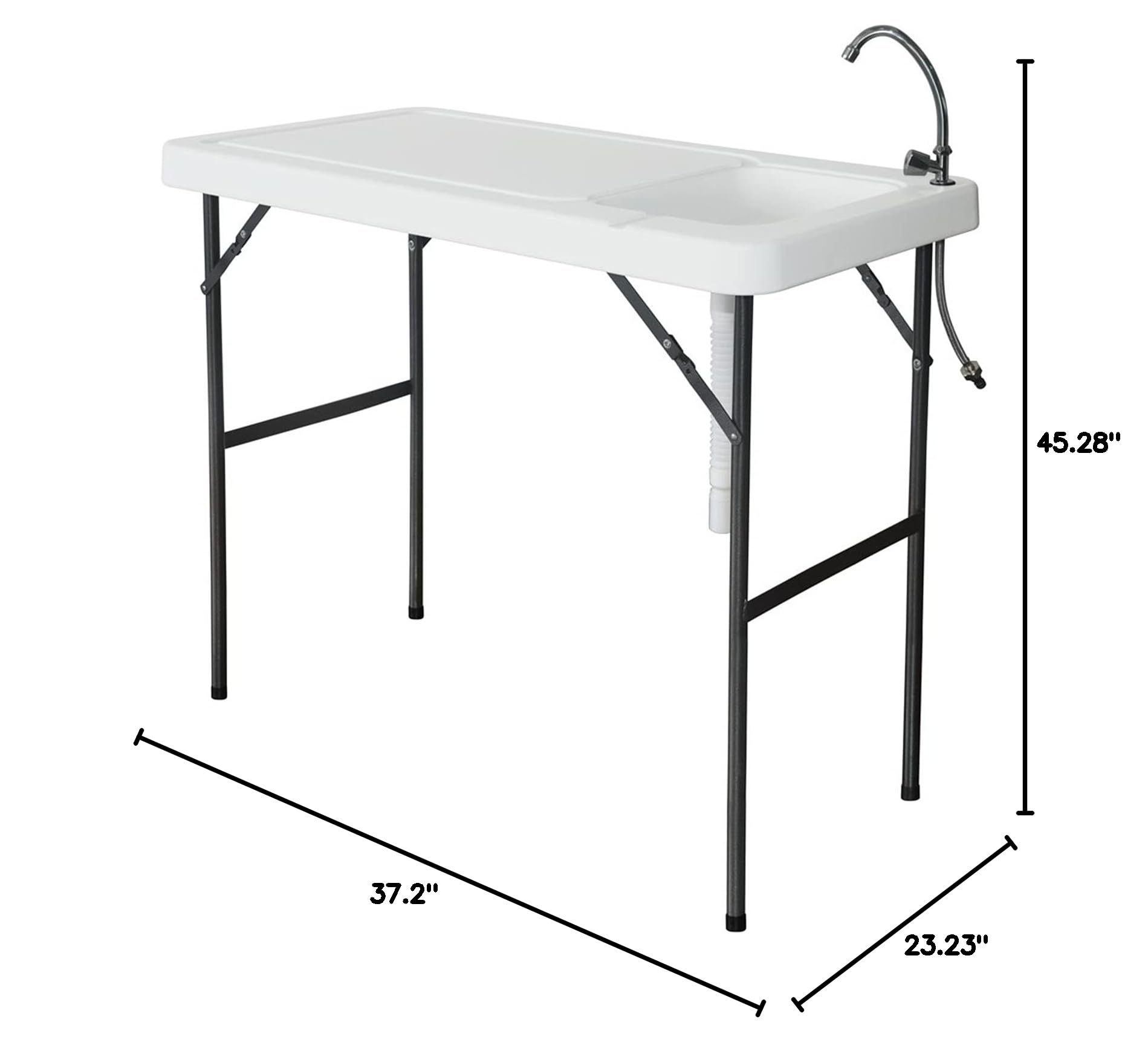 GT4-ZJ Portable Folding Picnic Table with Removable Sink Faucet - Outdoor Camping, Beach, Hunting & Fishing Cutting Table - Perfect for Backyard BBQ, Tailgating, RV Trips & Outdoor Adventures (White)