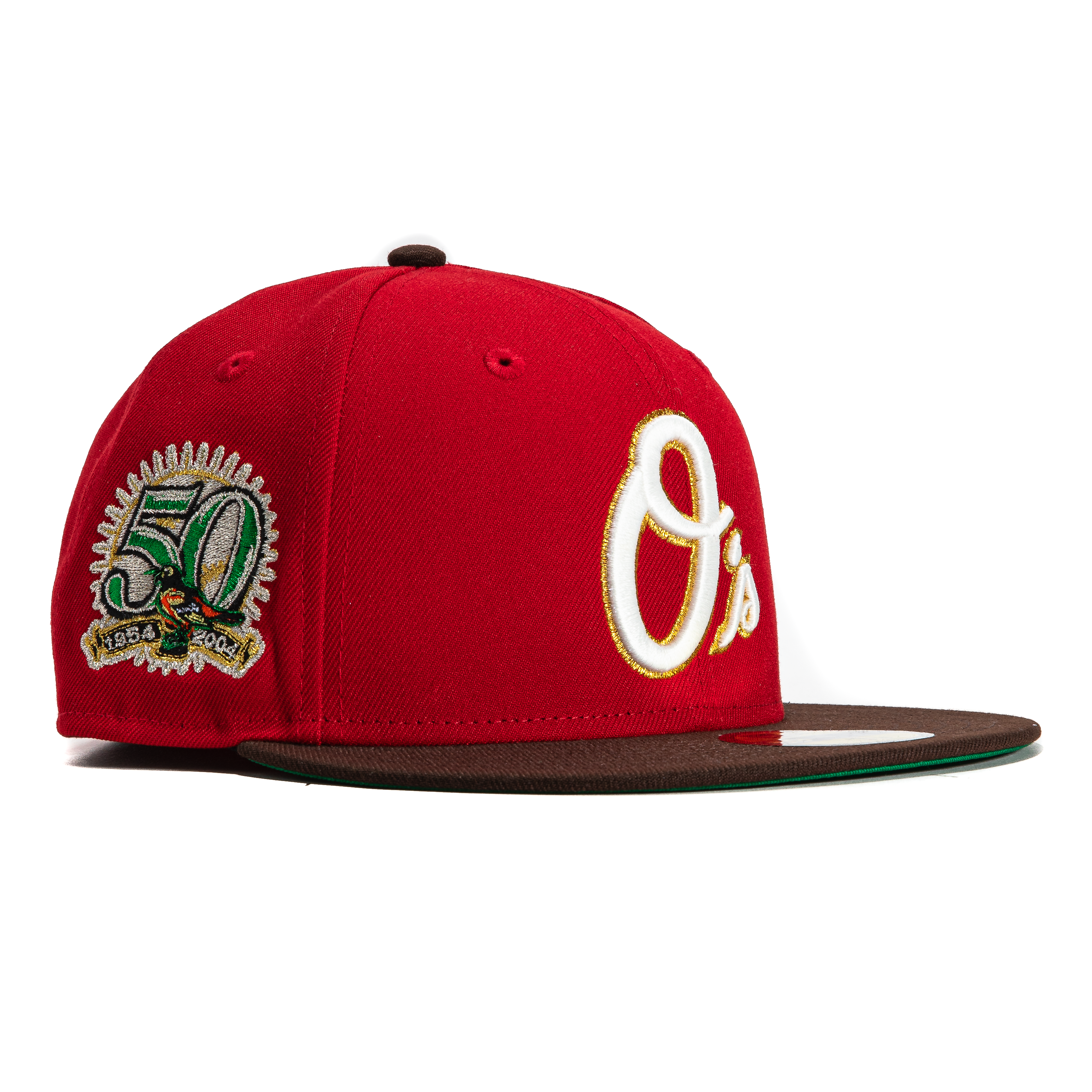 New Era 59Fifty Baltimore Orioles 50th Anniversary Patch Alternate Baseball Cap - Red & Brown Snapback Hat for Men - Perfect for MLB Games, Fan Collections & Streetwear Fashion