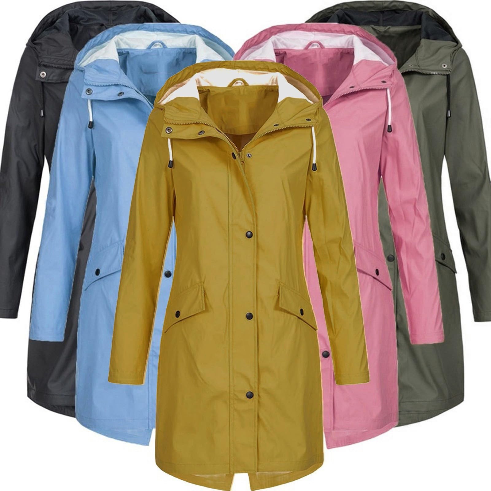 BOXIACEY Women's Waterproof Packable Rain Jacket - Lightweight Windbreaker for Outdoor