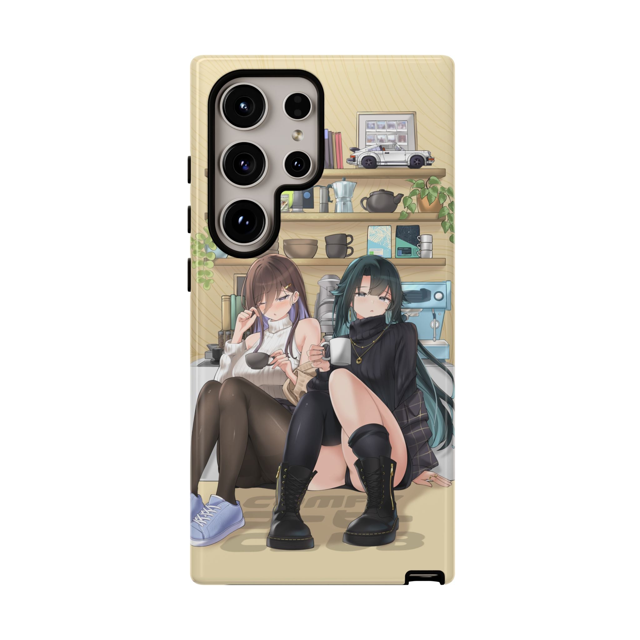 Premium COMFY COFFEE SATOMI+FLOR Phone Case - Trendy Floral Design, Shockproof Protection for iPhone & Samsung | Perfect for Everyday Use, Travel & Gifts