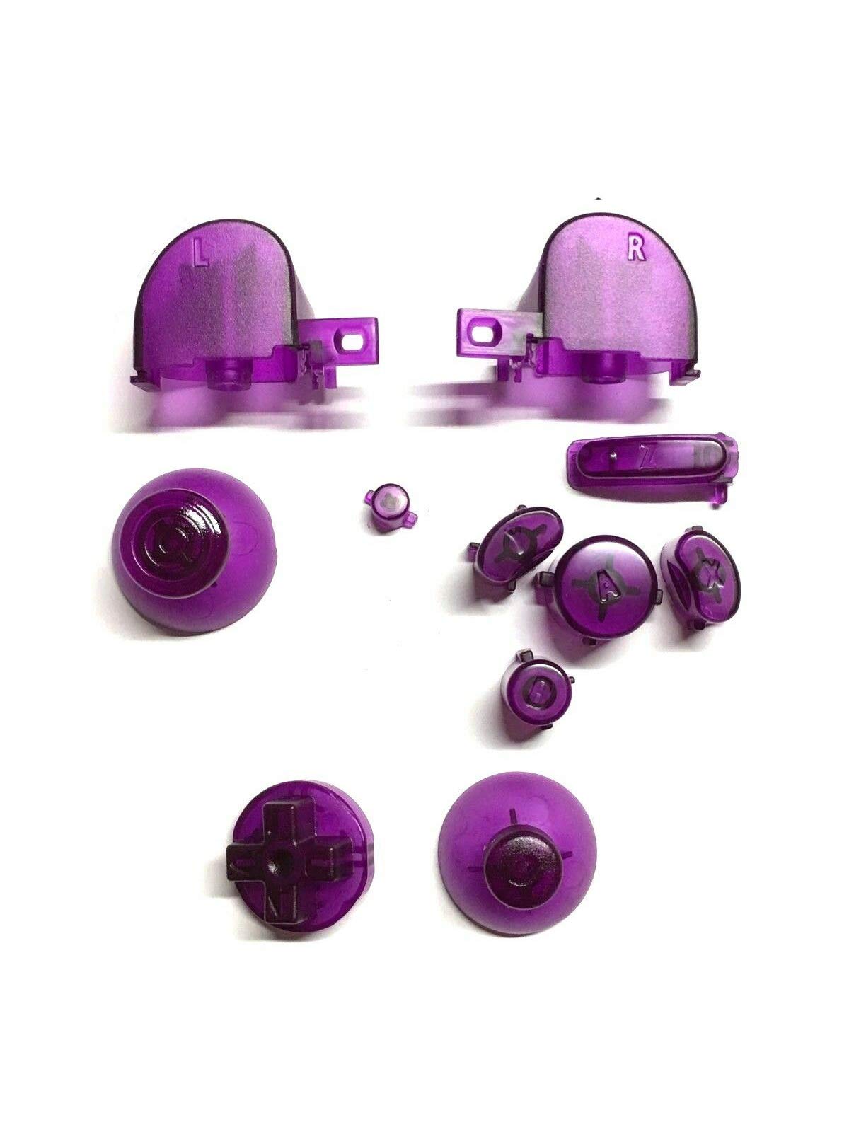 Clear Purple ABXY Button Set & D-Pad Replacement Kit for Nintendo GameCube Controller - Perfect for Gaming, Modding, and Customization