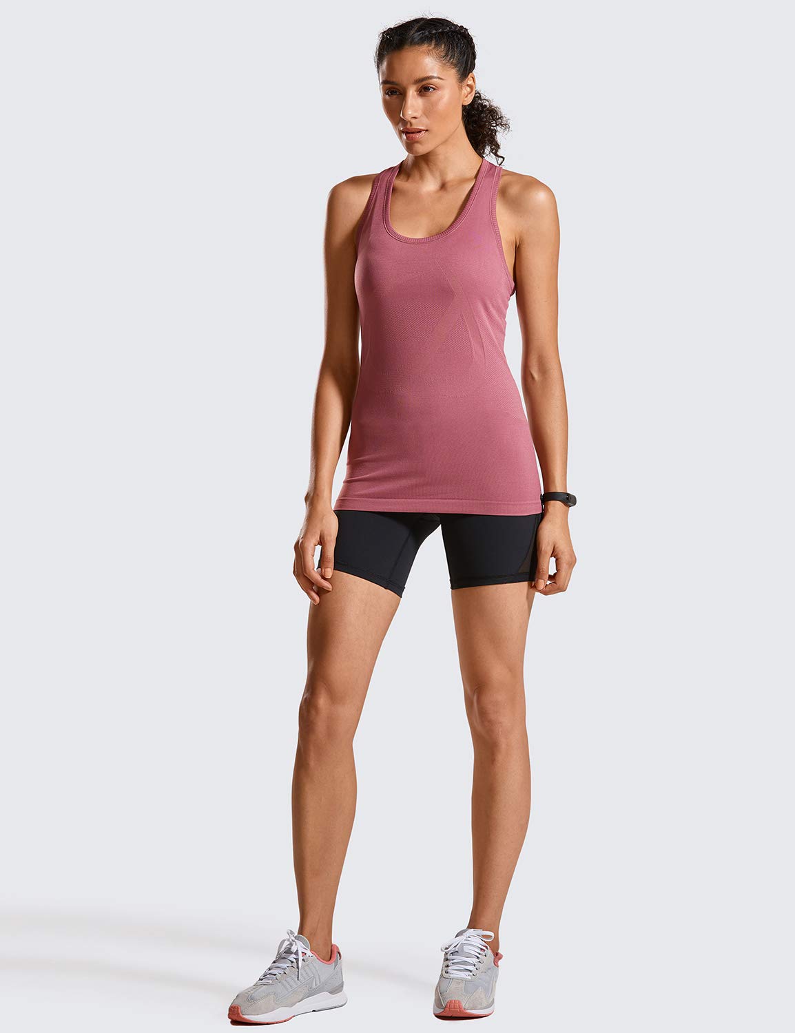 CRZ YOGA Women's Seamless Workout Tank Top - Racerback Athletic Shirt for Running, Yoga & Gym - Long Length Fitness Apparel for Active Lifestyles (Perfect for Workouts, Training & Casual Wear)