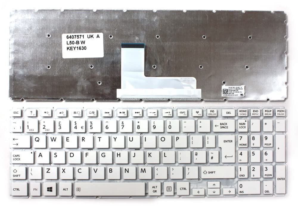 White Replacement Laptop Keyboard UK Layout - Compatible with Toshiba AEBLIE00120 | Perfect for Typing, Coding & Office Work