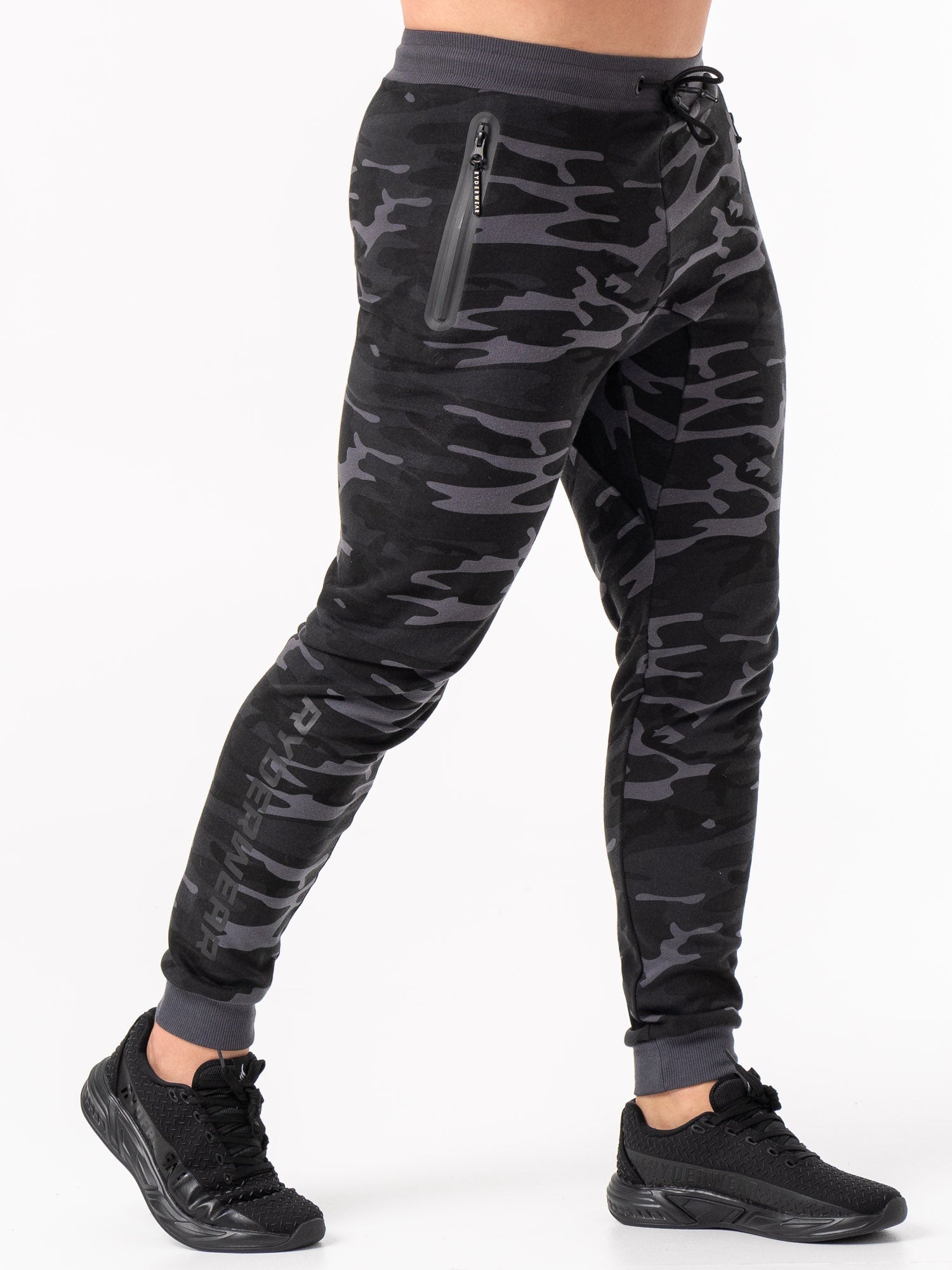 High-Performance Energy Track Pants - Black Camo Print for Men & Women | Gym Workout, Running & Casual Wear