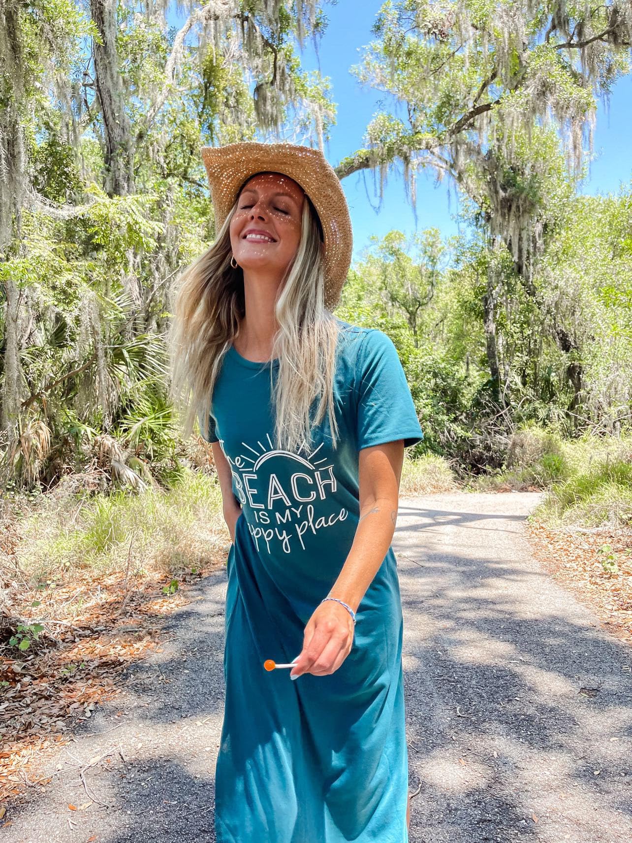 Women's Casual Summer Maxi Dress - Short Sleeve Crewneck Sundress with Side Slit & Pocket | Perfect for Beach Vacations, Date Nights & Summer Outings