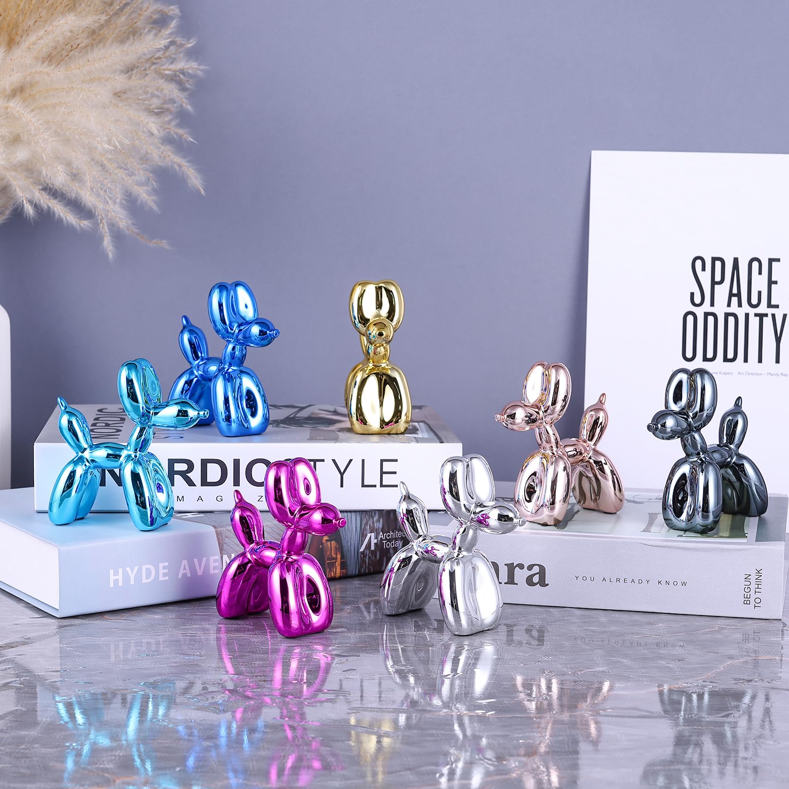 Silver Balloon Dog Sculpture - Modern Animal Art Decor for Bedroom, Office & Preppy Room | Unique Gift Idea & Stylish Home Decoration