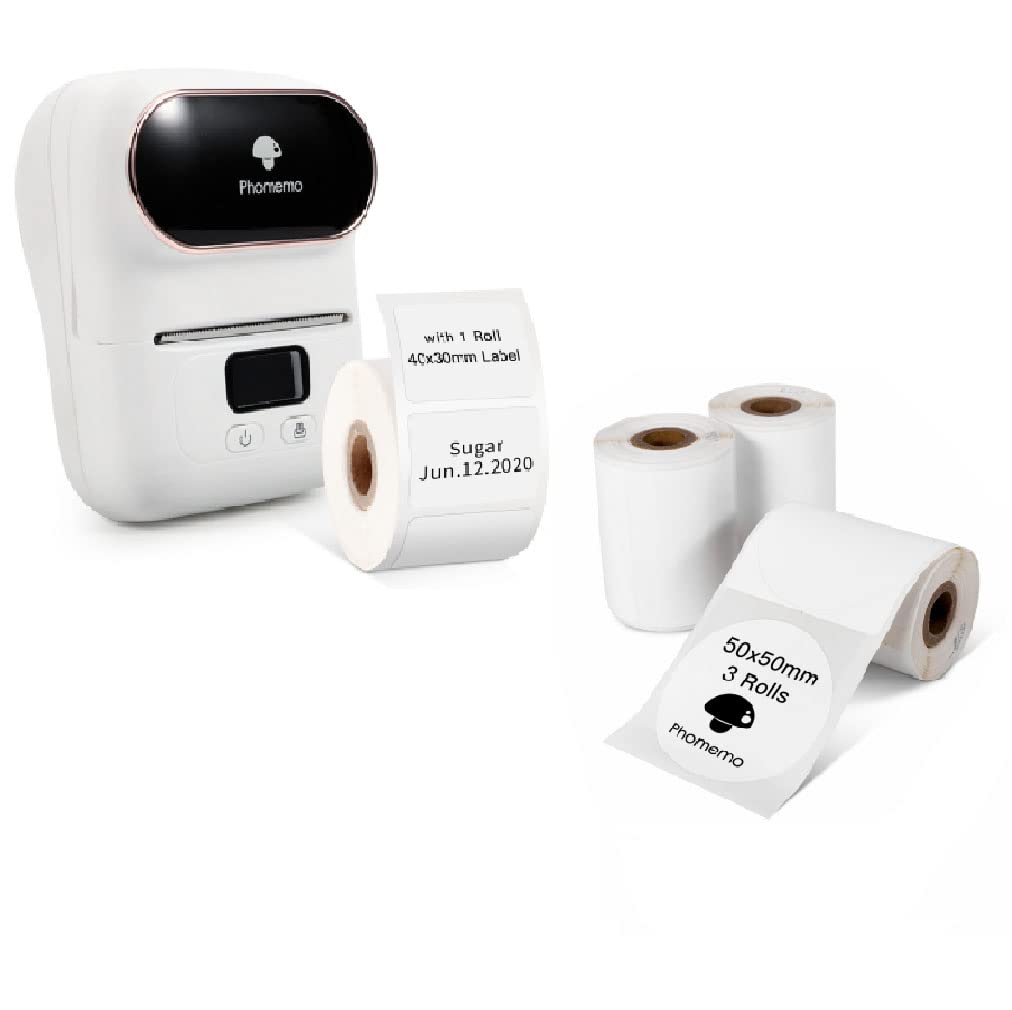 Phomemo M110 Bluetooth Thermal Label Printer with 3 Rolls (1.96