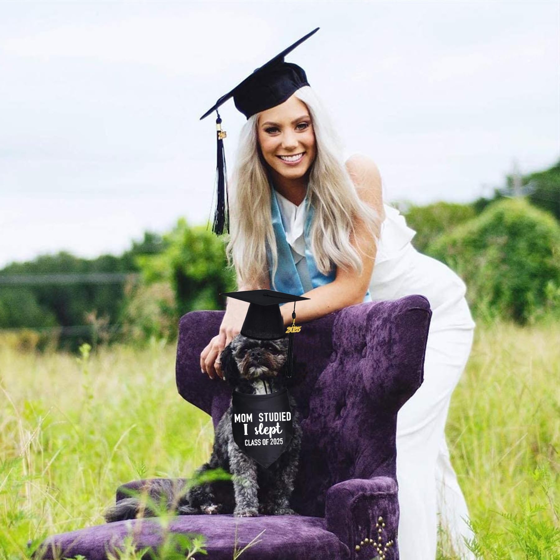 2025 Dog Graduation Cap & Bandana Set with Black Tassel - Pet Graduation Outfit for Small Medium Large Dogs - Perfect for Graduation Ceremonies, Photo Shoots & Gift Giving