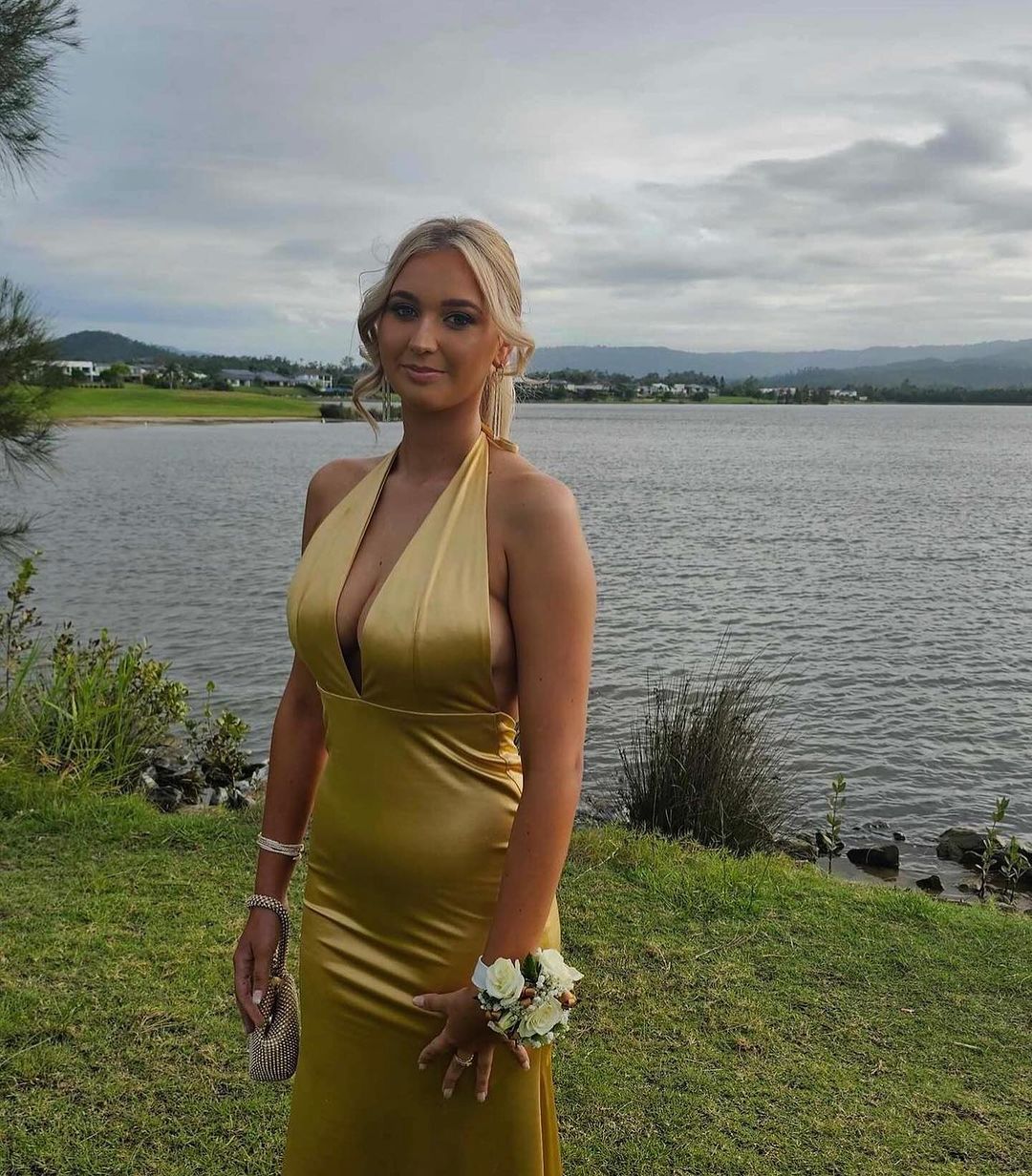 Elegant Deep V Neck Gold Satin Mermaid Long Prom Dress J3421 for Formal Evening Gala, Homecoming, Wedding Guest & Special Occasions