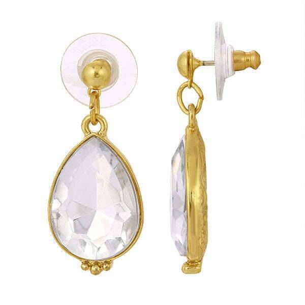 1928 Clear Crystal Teardrop Earrings for Women - Elegant Dangle Drop Earrings for Wedding, Party & Evening Wear - Hypoallergenic Stainless Steel Jewelry Gift