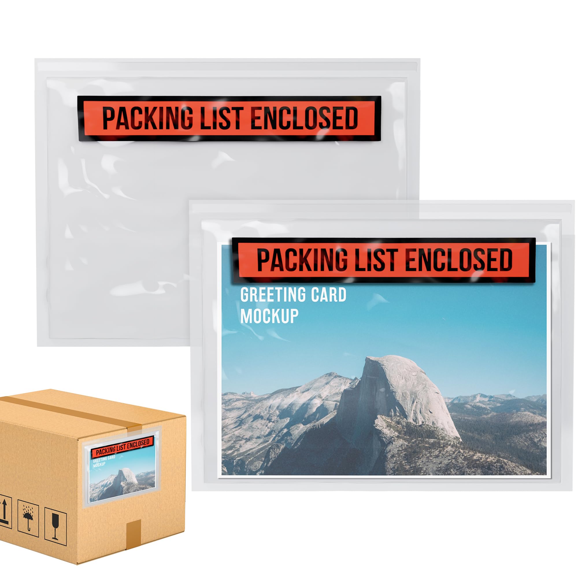 ABC 7x5 Inch Self Seal Packing List Envelopes - 1000 Pack Clear, Red & Black 2 Mil Polyethylene Pouches for Shipping, Invoices & Documents | Perfect for E-commerce, Retail & Office Use