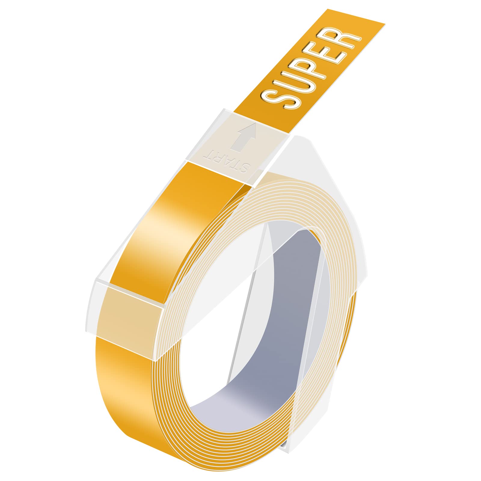 USUPERINK 50PK Compatible Dymo 3D Plastic Embossing Labels 521208 - White on Yellow Label Tape 12mm (1/2