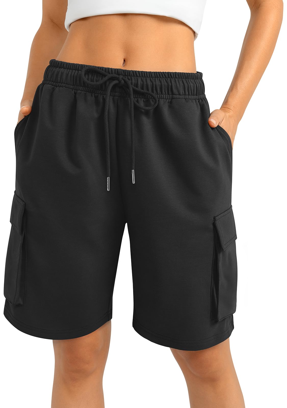 Women's TARSE Bermuda Cargo Sweat Shorts - Summer Casual Gym Workout Shorts with Pockets | Perfect for Outdoor Activities, Running & Yoga