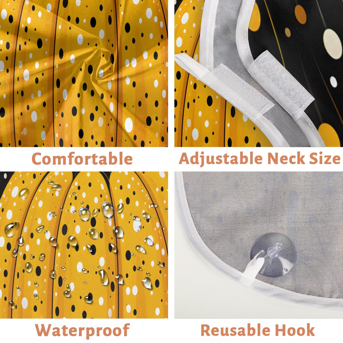Cartoon Yellow Pumpkin Beard Shaving Bib for Men - Waterproof Hair Dye & Makeup Apron for Barber Stylists, Women's Haircut Cape - Sink Hair Catcher & Beard Trimming Tool (Perfect for Halloween Costumes, Salon Use & DIY Grooming)