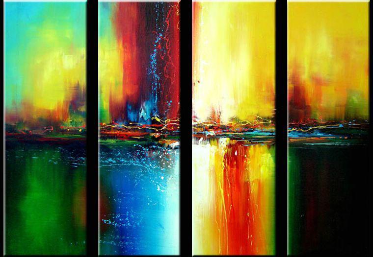 Abstract Wall Art Paintings - Modern Ready to Hang Canvas Art Set of 4 - Large Contemporary Wall Decor for Dining Room, Living Room & Bedroom - Perfect for Home & Office Interior Design