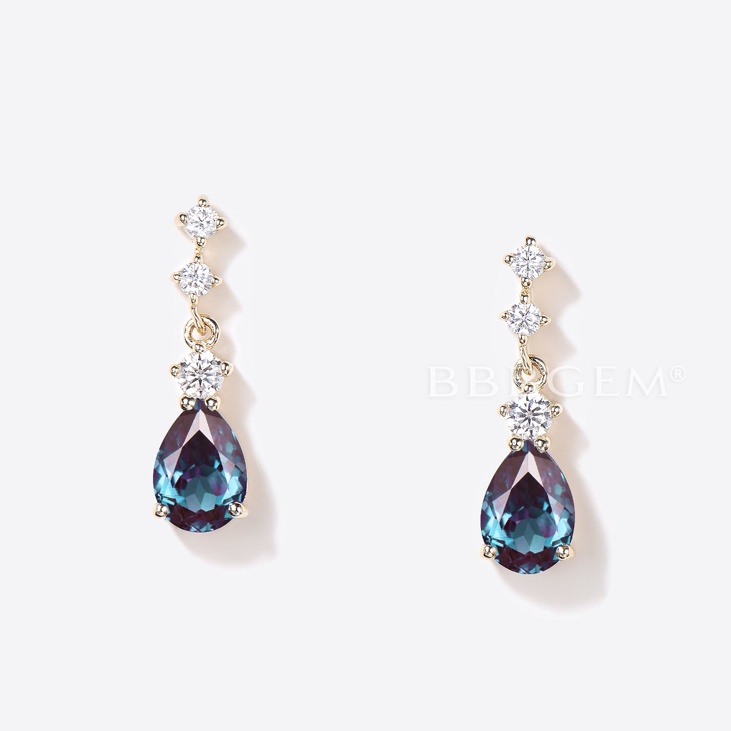 Pear Shaped Alexandrite Dangle Earrings | Color Changing Gemstone Jewelry | Wedding, Party & Evening Wear Accessories