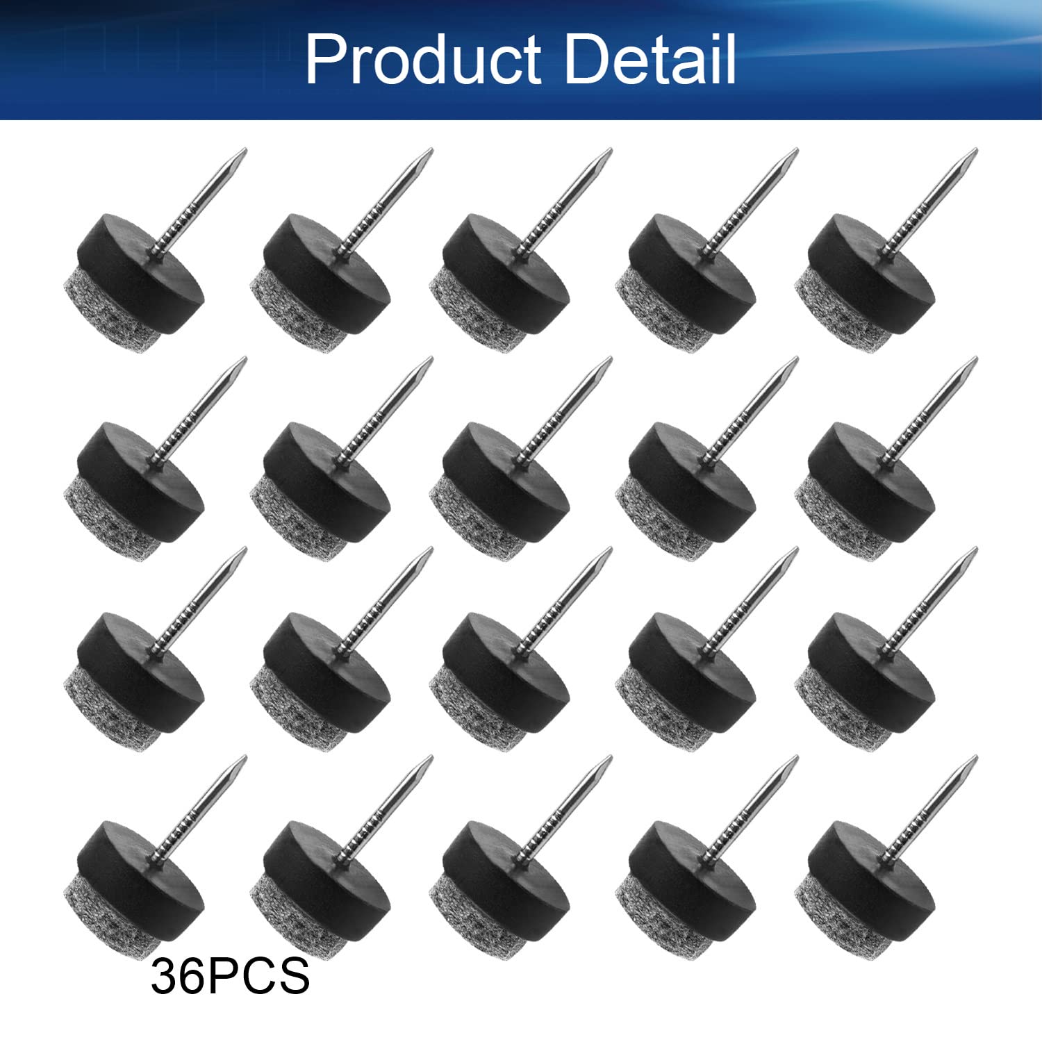 Yinpecly 36PCS Black Round Felt Furniture Pads 14x9mm - Chair & Table Leg Protectors for Hardwood Floors, Noise Reduction & Scratch Prevention - Ideal for Home, Office & Moving Furniture