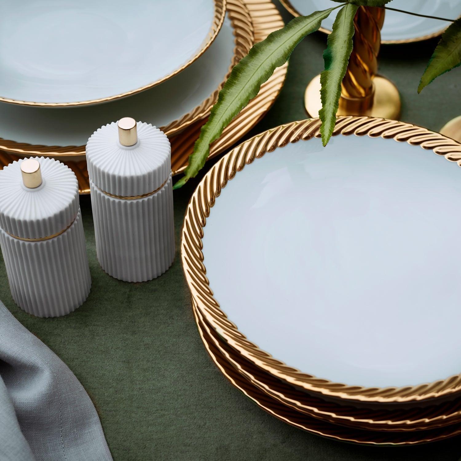 Elegant Corde Dessert Plate Set - 6 Inch Porcelain Cake Plates for Afternoon Tea, Birthday Parties & Wedding Receptions - Perfect for Serving Cakes, Pastries & Finger Foods