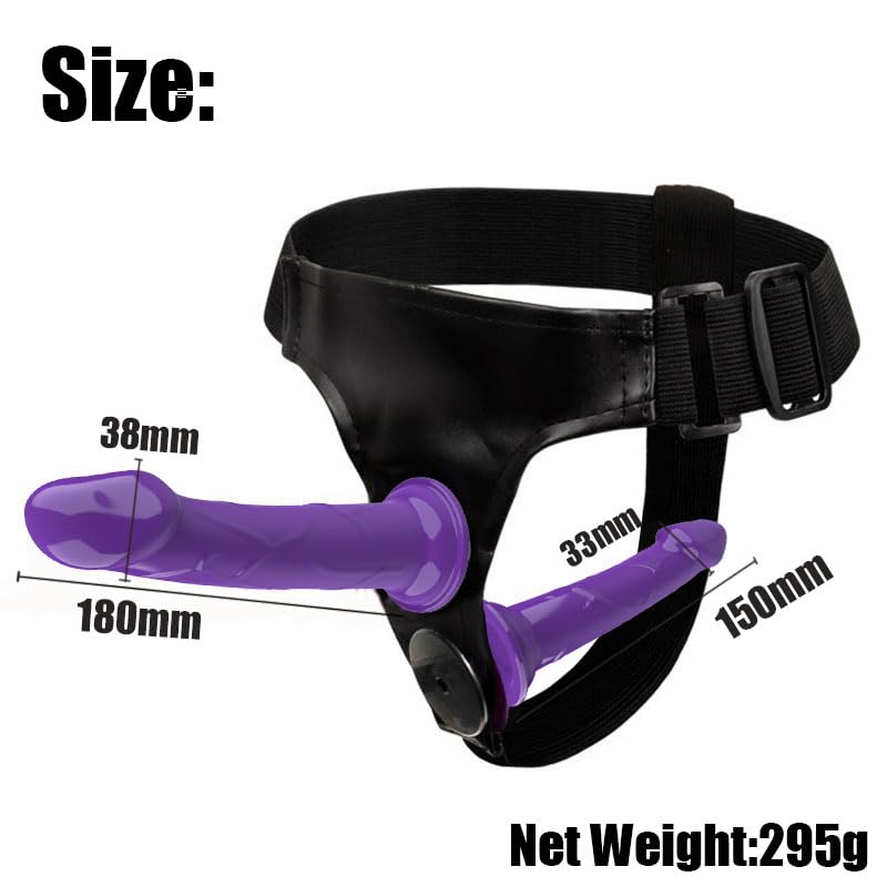 Realistic Strap-On Dildo Harness Kit with 2 Removable Dildos - Purple Double Penis for Women, Couples & Lesbian Play - Perfect for Roleplay, BDSM & Intimate Bonding