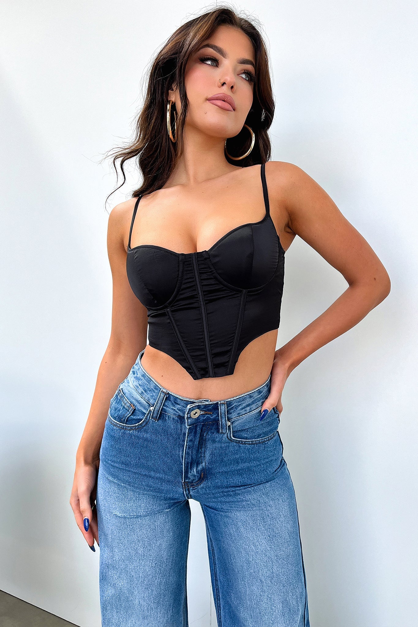 Fauna Corset Top for Women - Sexy Black Bustier Shirt for Night Out, Party, or Date Night | Gothic Lace Up Crop Top for Fashion & Layering