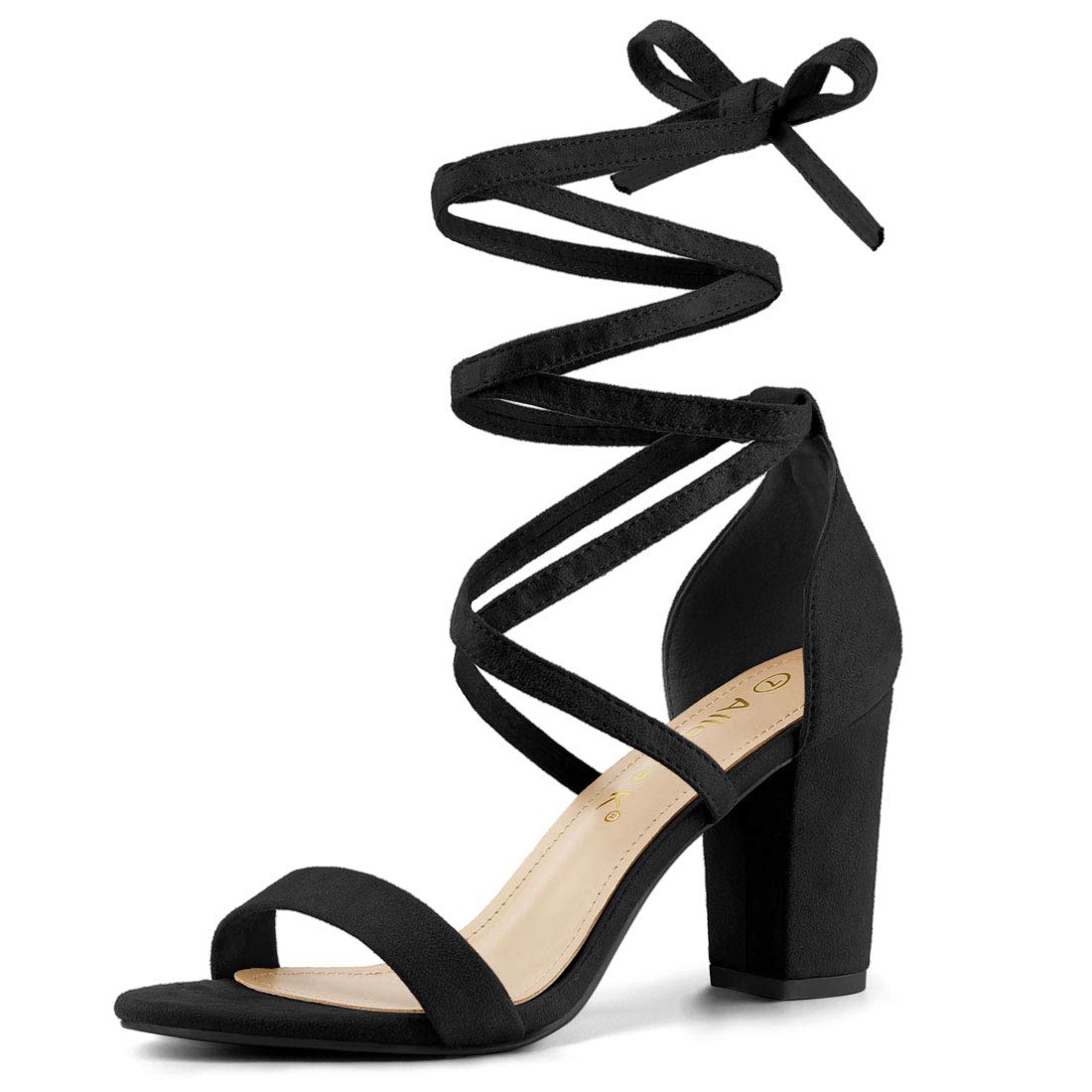 Allegra K Women's Strappy Lace Up Chunky High Heel Sandals - Comfortable Party Shoes for Weddings, Date Nights & Evening Events