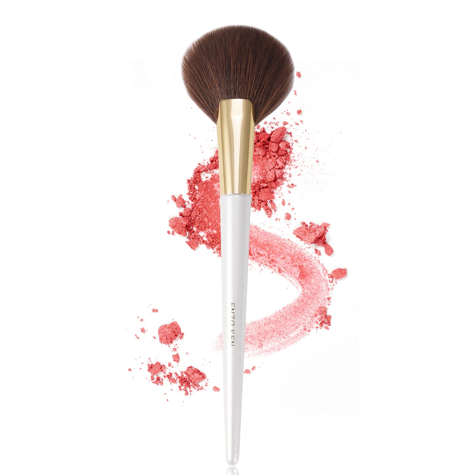 Premium Round Fan Makeup Brush Set - Fluffy Blush Brush for Cheeks, Thick Fan Brush for Bronzer & Contour, Professional Sculpting Brushes for Makeup (White, 169O) - Perfect for Highlighting, Blending & Airbrush Finish