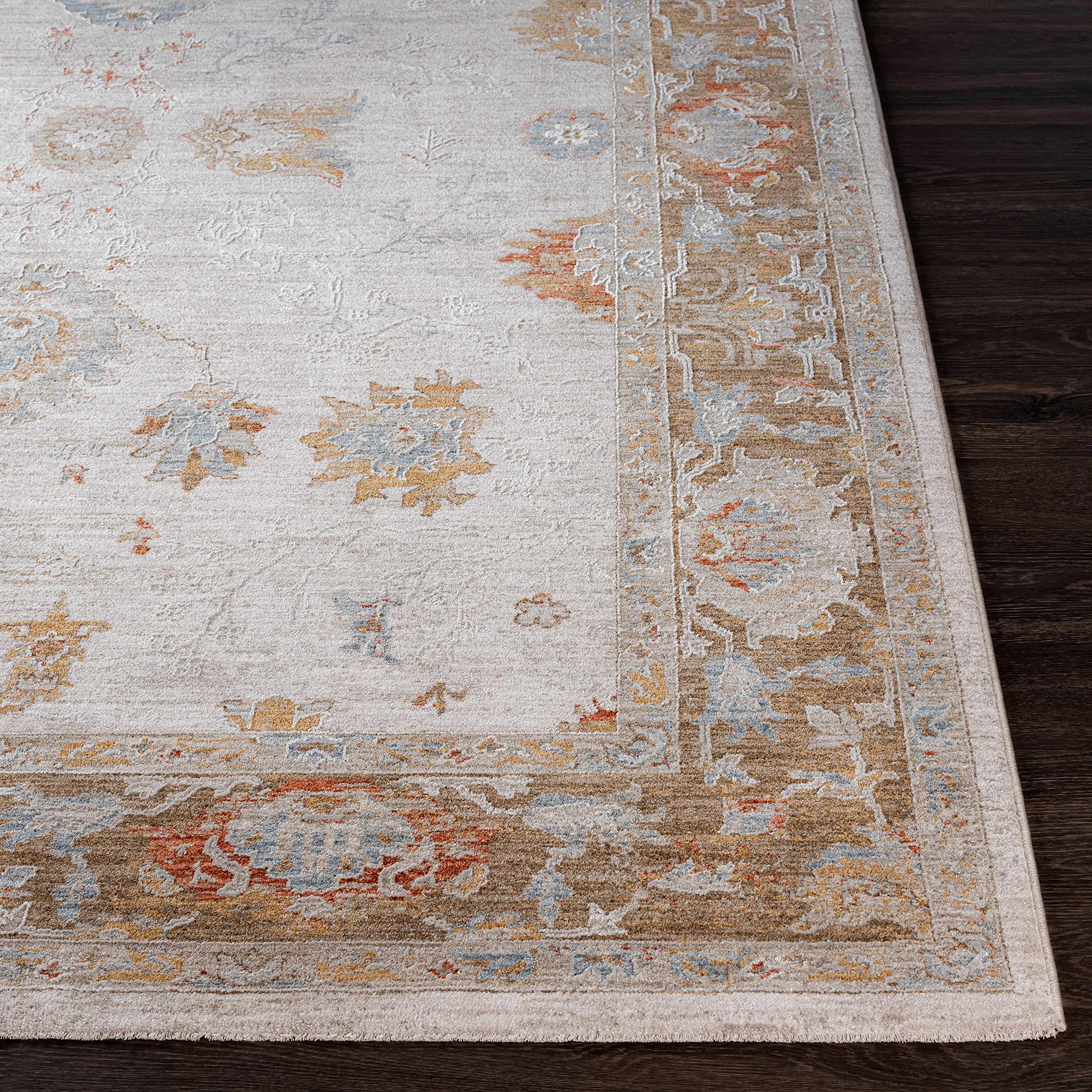 Hauteloom Elloree Soft Modern Area Rug for Living Room & Bedroom - Blue, Gray, Red - 6'7