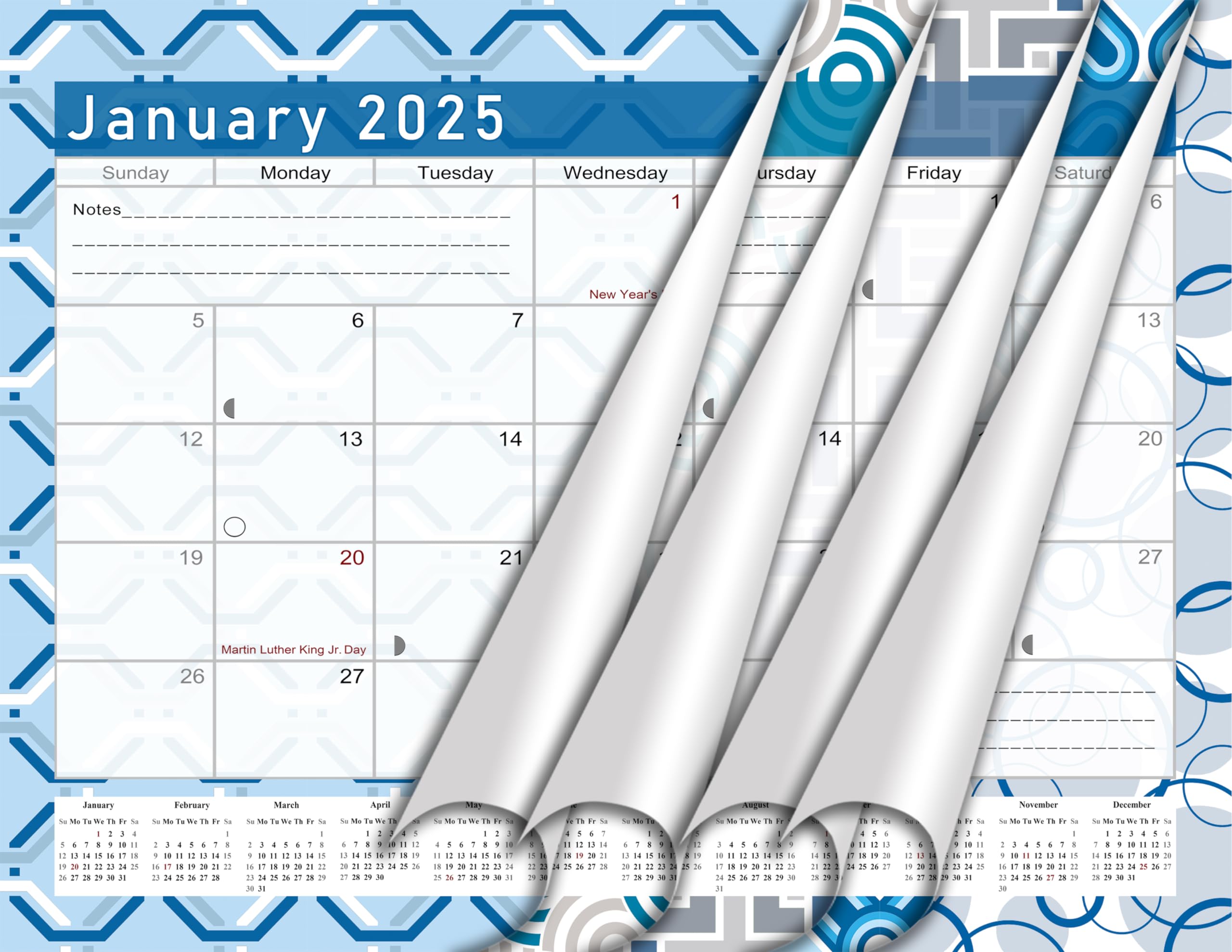 2025 Monthly Calendar Planner - 12 Months Student Academic Organizer for 3-Ring Binder, Desk or Wall | Perfect for School, Office & Home Planning | v004